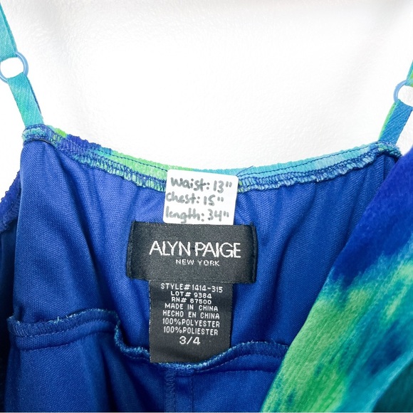 Alyn Paige Blue & Green Spaghetti Strap Mini Dress - Picture 2 of 7